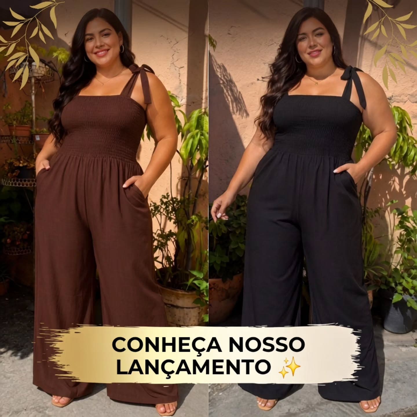 Conheça nosso lançamento: macacão nas cores marrom e preto